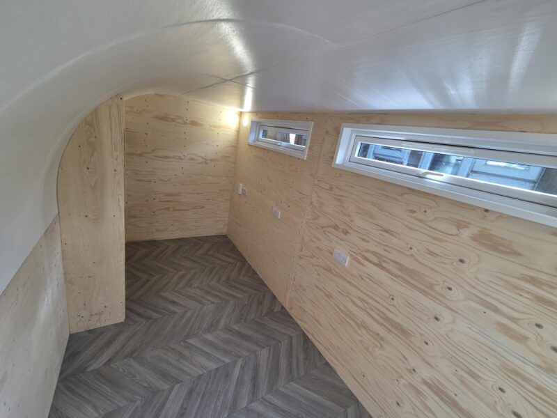 Inside eSnug Plus garden office showing privacy windows, City of London